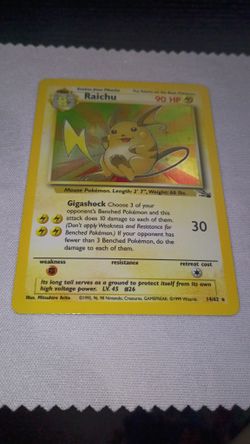 Pokemon Raichu From Fossil Set