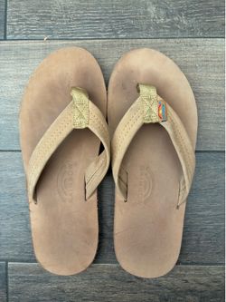 Rainbow Leather Flip Flop Sandals Brown Men’s Size Large 9.5-10.5 301ALTS