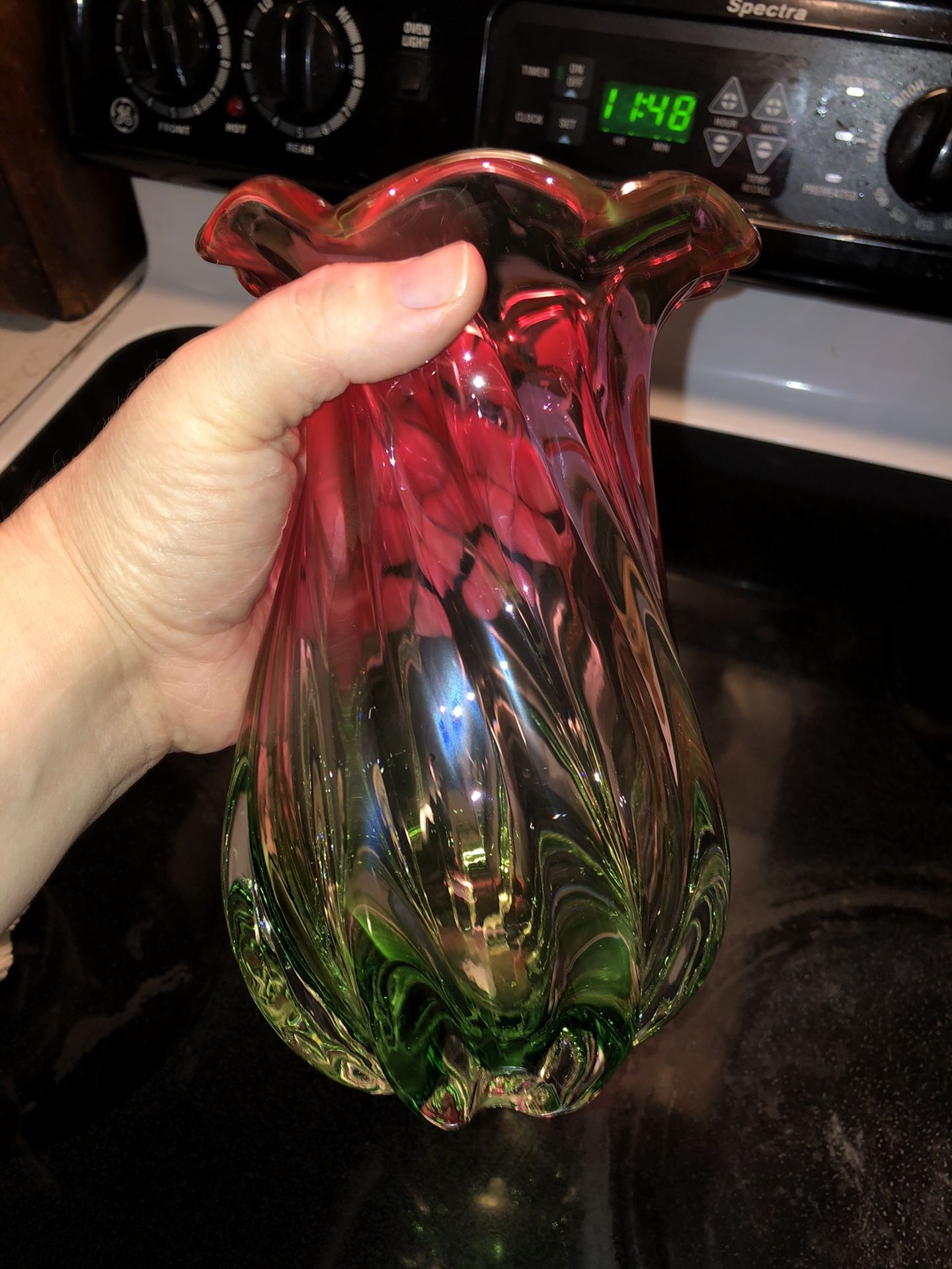 Pretty Heavy Glass Vase