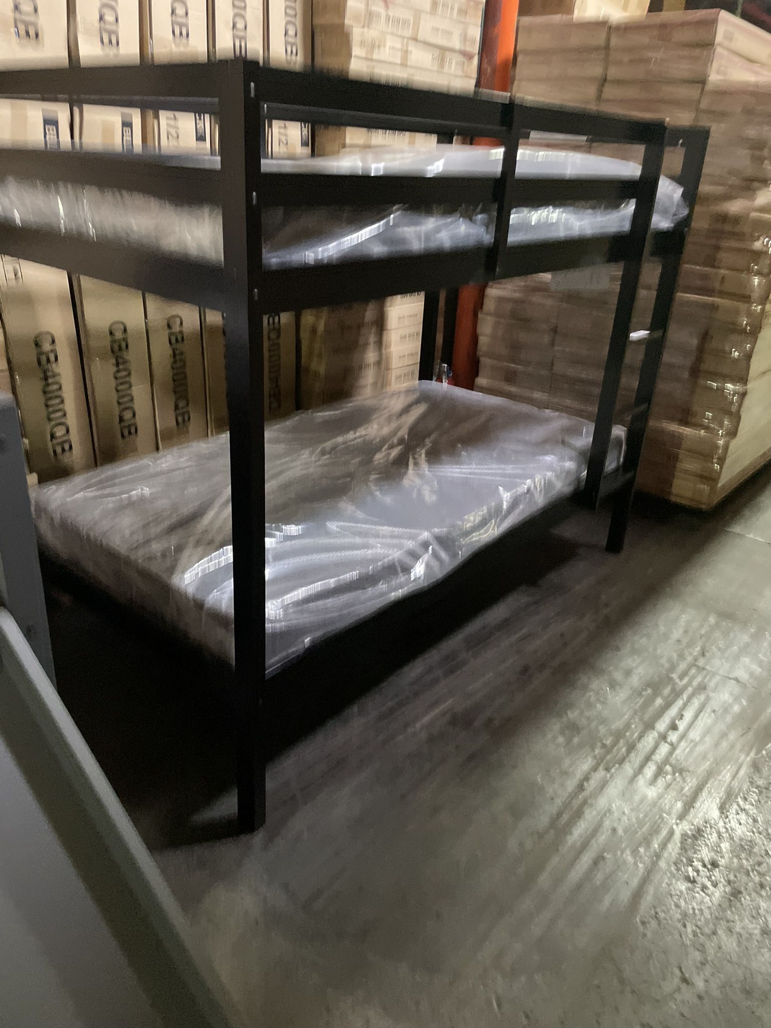 Twin bunk bed. Comes in espresso, white & grey. Assembly required. Assembly not included. Taxes included. Free delivery. Bunk bed only-$220 Bunk bed