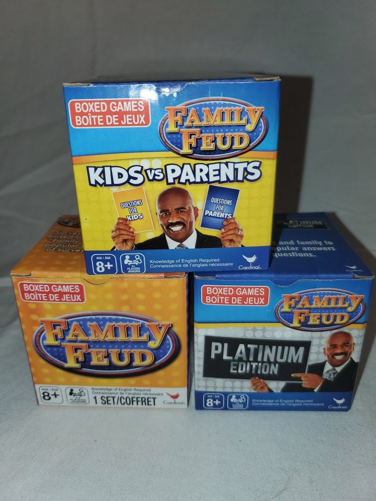 Family Feud Trivia Game Lot: 3 Box Sets Platinum Edition Kids vs Parents TV Show