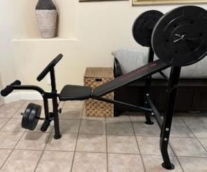 Weight bench WITH weights and bar