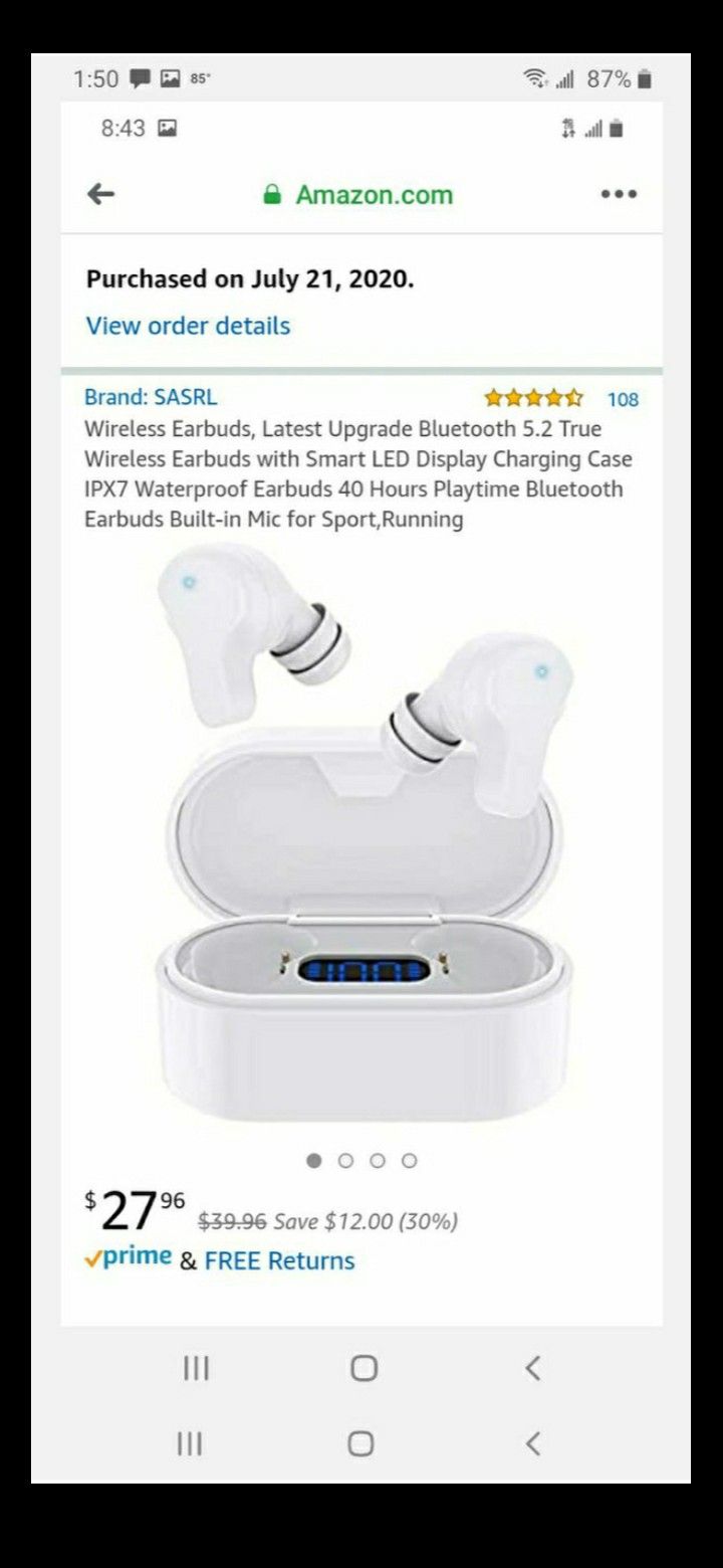 Wireless earbuds with LED charging case
