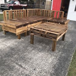 Golden Oak Stain Patio Sectional Set