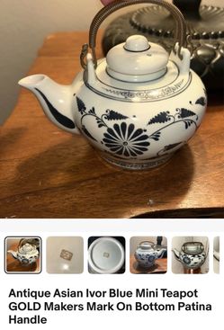 Antique Asian Mini Teapot 🫖 Gold Makers Mark