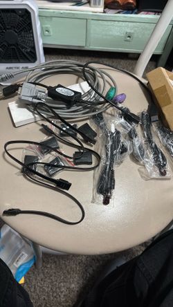 Dell, computer, wires and plug