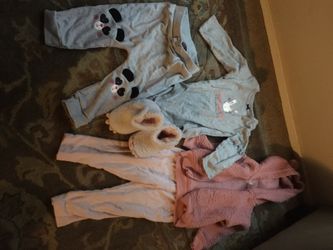 Adorable little outfits 12-18 mos and slippers