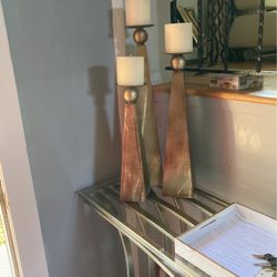 Triple  TALL Candle Holders With Candles HIGH END