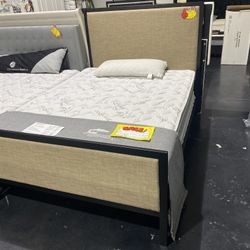 Queen Upholstered Platform Bed Frame 