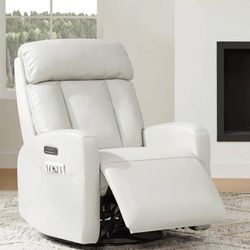 Chita Maxwell Genuine Leather Swivel Glider Recliner with Power Lumbar & Headrest