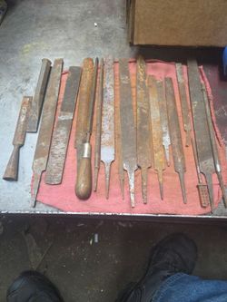 Metal files and a chisel