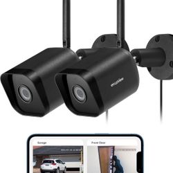 2x Outdoor Security Cameras 1080P HD for Home w AI Human Detection,Waterproof IP65,2-Way Audio,Clear Night Vision,2.4G WiFi, Alexa