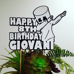 Fortnite Marshmelo DJ cake topper, banner cupcake toppers