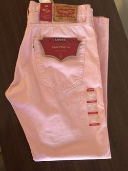 Levis 512 NWT 34 x 30 Pink Jeans Slim Taper Warp Stretch Cotton