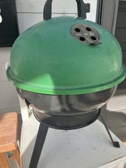 14" Portable Green Charcoal BBQ Grill (Foldable Legs)