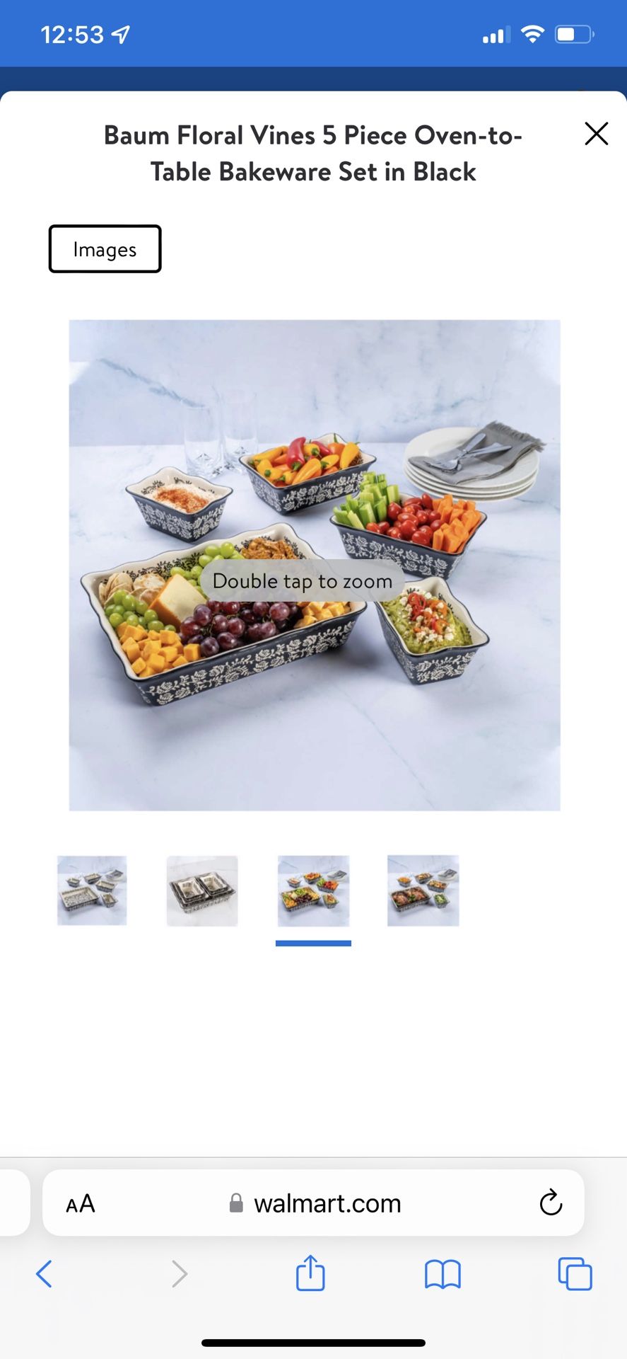 Baum Floral Vines 5 Piece Oven-to-Table Bakeware Set in Black