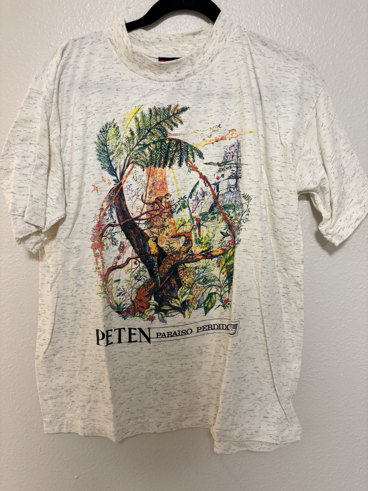 Vintage 1990s Rainforest Art Colorful T Shirt