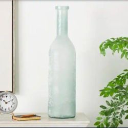 Tall Recycled Glass Handmade Frosted Spanish Bottle Décorative Vase 29" High