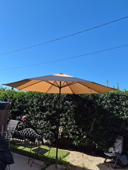 11"ft market umbrella patio color: tan kaky base not included