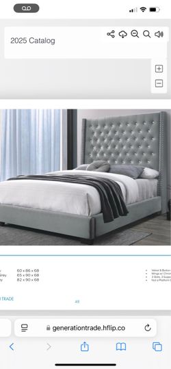 BRAND NEW QUEEN SIZE GRAY 6foot TALL BED FRAME WITH NEW MATTRESS/FAST DELIVERY
