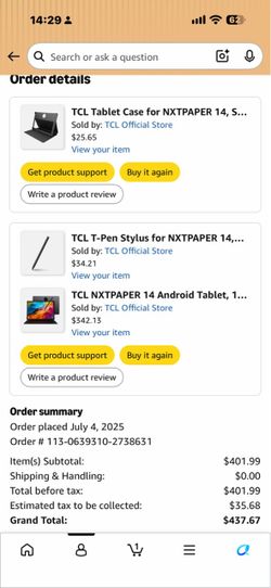 TCL Tablet Case for NXTPAPER 14, Slim PU Leather Flip Cover with 3 Adjustable Angles, Magnetic Stylus Attachment Design, Auto Sleep/Wake, Black