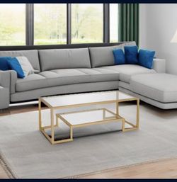 Glass coffee table gold frame