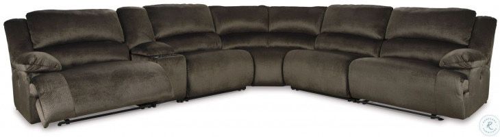 6 Piece Reclining Sectional With Storage Console 