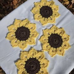 Handmade Crochet Sunflower Coaster