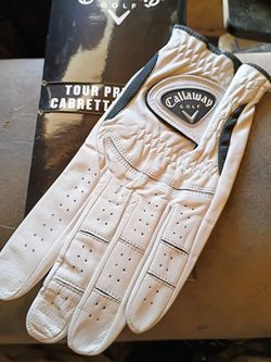 Callaway Tour Pro Cabretta Golf Glove and golf bag with tees, balls and clubs