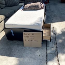 Twin XL Bed with Drawers and Memory Foam Mattress