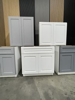 Gray and White Shaker Kitchen Cabinets
