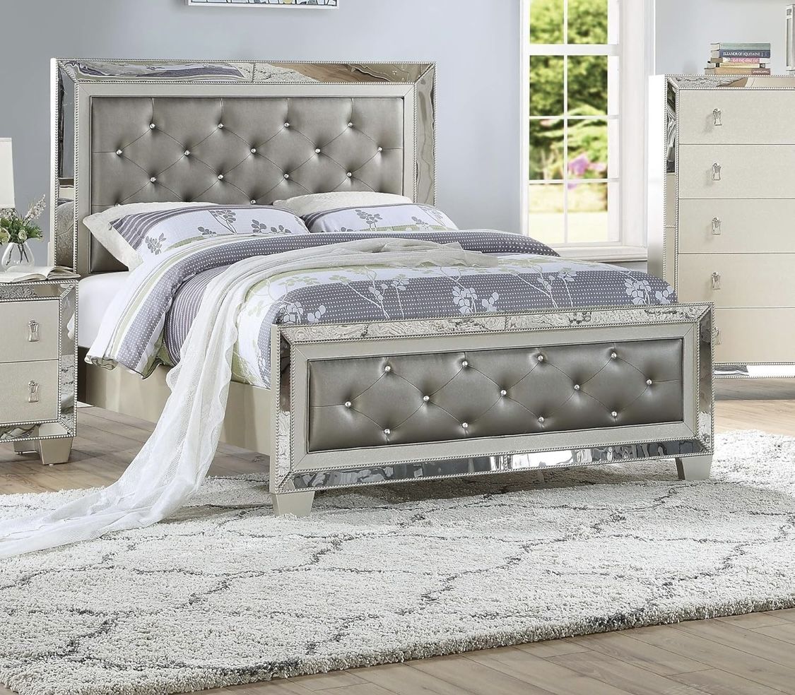 Mirrored Queen Size Bed frame set