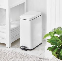 White Rectangular Step Trash Can