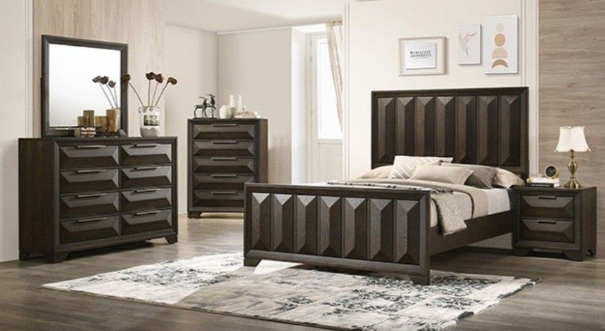 Brand New Espresso 4pc Queen Bedroom Set (Available In Eastern King)