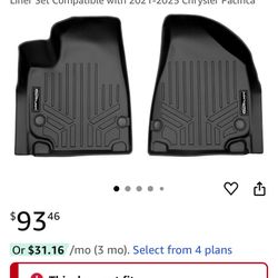 SMARTLINER Custom Fit All Weather 1st Row Floor Mat Liner Set Compatible with 2021-2025 Chrysler Pacifica
