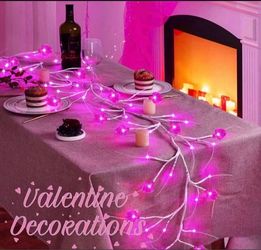 6FT 54LED Valentines Day Decor Garland Valentines Garland with Lights Willow Vine Heart Lights with Timer 8 Modes Battery Operated Waterproof Valentin