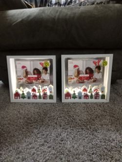 Set of 2 Light Up Christmas Village Picture Frames for 5 X 7 Photos (Takes 2 AAA Batteries Each) $15 for the Set