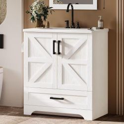 ❤️‍🔥 #W 24" WOOD FIXTURE STAND BATHROOM VANITY WITH SINK, EASY ASSEMBLY$135