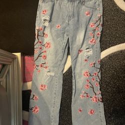 Mens baggy denim embroidered jeans 75$👖🔥