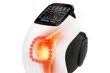 New 4-in-1 Knee Massager with Heat, Vibration, Red Light - White