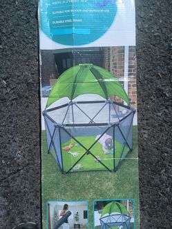 Pop Up Portable Travel Baby Playpen with Canopy by Little Journey EUC