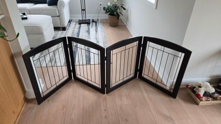 4-Panel Freestanding Pet Gate Expresso Wood