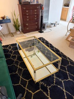 Gold and glass coffee table
