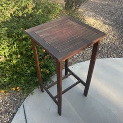 Outdoor Bowery Hill Square Patio Pub Wood Table in Brown