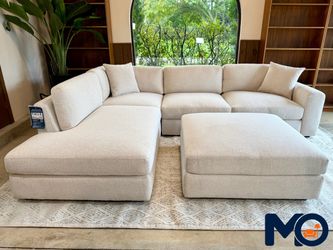 OVERSTOCK: Brand New Andee Fabric Sectional with Ottoman
