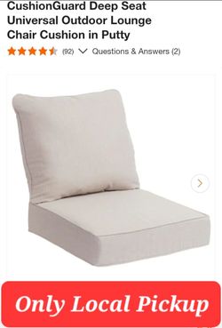 🎋 $20 set CushionGuard Deep Seat Universal Outdoor Lounge Chair Cushion in Putty🆕️main