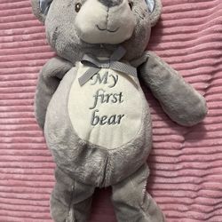 KellyBaby  Gray My First Teddy Bear With Rattle Sound NWT 14” KellyToy