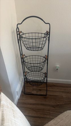 3-Tier Wire Basket Stand with Removable Baskets -