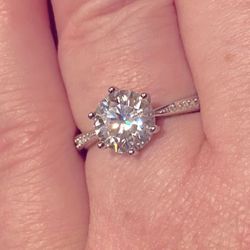 2CT Moissanite Silver Ring S925 Sz 7