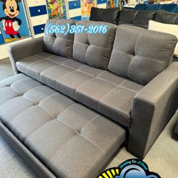 New Grey Fabric Sofa Couch With Leg Rest 